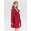 Haloumoning Girls Double Breasted Pea Coat Kids Long Sleeve Notched Lapel Winter Dress Coat With Pockets 5-14 Years(Red)