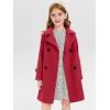 Haloumoning Girls Double Breasted Pea Coat Kids Long Sleeve Notched Lapel Winter Dress Coat With Pockets 5-14 Years(Red)