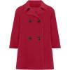 Haloumoning Girls Double Breasted Pea Coat Kids Long Sleeve Notched Lapel Winter Dress Coat With Pockets 5-14 Years(Red)
