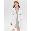 Haloumoning Girls Double Breasted Pea Coat Kids Long Sleeve Notched Lapel Winter Dress Coat With Pockets 5-14 Years(White)