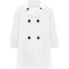 Haloumoning Girls Double Breasted Pea Coat Kids Long Sleeve Notched Lapel Winter Dress Coat With Pockets 5-14 Years(White)