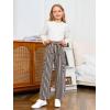 Haloumoning Girls Striped Wide Leg Pants Kids Elastic Loose Palazzo Pants Lounge Trousers with Pockets 5-14 Years(Khaki)