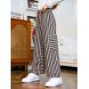 Haloumoning Girls Striped Wide Leg Pants Kids Elastic Loose Palazzo Pants Lounge Trousers with Pockets 5-14 Years(Khaki)