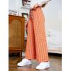 Haloumoning Girls Striped Wide Leg Pants Kids Elastic Loose Palazzo Pants Lounge Trousers with Pockets 5-14 Years(Orange)