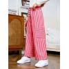 Haloumoning Girls Striped Wide Leg Pants Kids Elastic Loose Palazzo Pants Lounge Trousers with Pockets 5-14 Years(Pink)