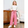 Haloumoning Girls Striped Wide Leg Pants Kids Elastic Loose Palazzo Pants Lounge Trousers with Pockets 5-14 Years(Pink)
