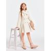 Haloumoning Girls Winter Dress Coat Button Peacoat Notch Lapel Double Breasted Outerwear with Pockets 5-14 Years(Beige)