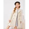 Haloumoning Girls Winter Dress Coat Button Peacoat Notch Lapel Double Breasted Outerwear with Pockets 5-14 Years(Beige)