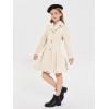 Haloumoning Girls Winter Dress Coat Button Peacoat Notch Lapel Double Breasted Outerwear with Pockets 5-14 Years(Beige)