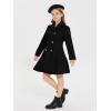 Haloumoning Girls Winter Dress Coat Button Peacoat Notch Lapel Double Breasted Outerwear with Pockets 5-14 Years(Black)