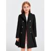 Haloumoning Girls Winter Dress Coat Button Peacoat Notch Lapel Double Breasted Outerwear with Pockets 5-14 Years(Black)