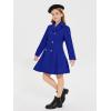 Haloumoning Girls Winter Dress Coat Button Peacoat Notch Lapel Double Breasted Outerwear with Pockets 5-14 Years(Blue)