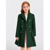 Haloumoning Girls Winter Dress Coat Button Peacoat Notch Lapel Double Breasted Outerwear with Pockets 5-14 Years(Dark Green)