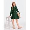 Haloumoning Girls Winter Dress Coat Button Peacoat Notch Lapel Double Breasted Outerwear with Pockets 5-14 Years(Dark Green)