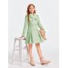 Haloumoning Girls Winter Dress Coat Button Peacoat Notch Lapel Double Breasted Outerwear with Pockets 5-14 Years(Mint Green)