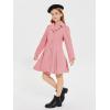 Haloumoning Girls Winter Dress Coat Button Peacoat Notch Lapel Double Breasted Outerwear with Pockets 5-14 Years(Pink)