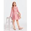 Haloumoning Girls Winter Dress Coat Button Peacoat Notch Lapel Double Breasted Outerwear with Pockets 5-14 Years(Pink)