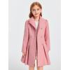 Haloumoning Girls Winter Dress Coat Button Peacoat Notch Lapel Double Breasted Outerwear with Pockets 5-14 Years(Pink)