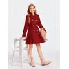 Haloumoning Girls Winter Dress Coat Button Peacoat Notch Lapel Double Breasted Outerwear with Pockets 5-14 Years(Red)