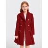 Haloumoning Girls Winter Dress Coat Button Peacoat Notch Lapel Double Breasted Outerwear with Pockets 5-14 Years(Red)