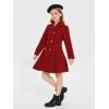 Haloumoning Girls Winter Dress Coat Button Peacoat Notch Lapel Double Breasted Outerwear with Pockets 5-14 Years(Red)