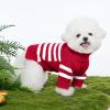 Haloumoning Small Dog Pullover Sweater, Striped Knitted Pet Sweaters for Fall Winter Dog Clothes, Turtleneck Thick Warm Clothes for Small Medium Large Dogs(Red)