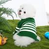 Haloumoning Small Dog Pullover Sweater, Striped Knitted Pet Sweaters for Fall Winter Dog Clothes, Turtleneck Thick Warm Clothes for Small Medium Large Dogs(Dark Green)
