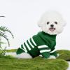 Haloumoning Small Dog Pullover Sweater, Striped Knitted Pet Sweaters for Fall Winter Dog Clothes, Turtleneck Thick Warm Clothes for Small Medium Large Dogs(Dark Green)