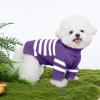 Haloumoning Small Dog Pullover Sweater, Striped Knitted Pet Sweaters for Fall Winter Dog Clothes, Turtleneck Thick Warm Clothes for Small Medium Large Dogs(Purple)
