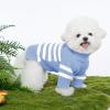 Haloumoning Small Dog Pullover Sweater, Striped Knitted Pet Sweaters for Fall Winter Dog Clothes, Turtleneck Thick Warm Clothes for Small Medium Large Dogs(Blue)