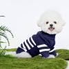 Haloumoning Small Dog Pullover Sweater, Striped Knitted Pet Sweaters for Fall Winter Dog Clothes, Turtleneck Thick Warm Clothes for Small Medium Large Dogs(Navy Blue)
