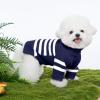 Haloumoning Small Dog Pullover Sweater, Striped Knitted Pet Sweaters for Fall Winter Dog Clothes, Turtleneck Thick Warm Clothes for Small Medium Large Dogs(Navy Blue)