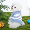 Haloumoning Small Dog Pullover Sweater, Striped Knitted Pet Sweaters for Fall Winter Dog Clothes, Turtleneck Thick Warm Clothes for Small Medium Large Dogs(Blue)