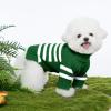 Haloumoning Small Dog Pullover Sweater, Striped Knitted Pet Sweaters for Fall Winter Dog Clothes, Turtleneck Thick Warm Clothes for Small Medium Large Dogs(Dark Green)