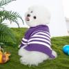 Haloumoning Small Dog Pullover Sweater, Striped Knitted Pet Sweaters for Fall Winter Dog Clothes, Turtleneck Thick Warm Clothes for Small Medium Large Dogs(Purple)