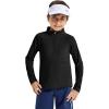 Haloumoning Boys Quarter Zip Sweatshirt Long Sleeve Athletic Pullover for Kids Workout Tops 5-14 Years(Black)