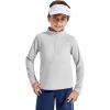 Haloumoning Boys Quarter Zip Sweatshirt Long Sleeve Athletic Pullover for Kids Workout Tops 5-14 Years(Light Gray)
