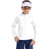 Haloumoning Boys Quarter Zip Sweatshirt Long Sleeve Athletic Pullover for Kids Workout Tops 5-14 Years(White)