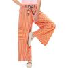 Haloumoning Girls Striped Wide Leg Pants Kids Elastic Loose Palazzo Pants Lounge Trousers with Pockets 5-14 Years(Orange)