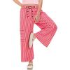 Haloumoning Girls Striped Wide Leg Pants Kids Elastic Loose Palazzo Pants Lounge Trousers with Pockets 5-14 Years(Pink)