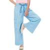 Haloumoning Girls Striped Wide Leg Pants Kids Elastic Loose Palazzo Pants Lounge Trousers with Pockets 5-14 Years(Sky Blue)