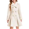 Haloumoning Girls Winter Dress Coat Button Peacoat Notch Lapel Double Breasted Outerwear with Pockets 5-14 Years(Beige)