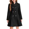 Haloumoning Girls Winter Dress Coat Button Peacoat Notch Lapel Double Breasted Outerwear with Pockets 5-14 Years(Black)