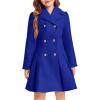 Haloumoning Girls Winter Dress Coat Button Peacoat Notch Lapel Double Breasted Outerwear with Pockets 5-14 Years(Blue)