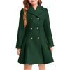 Haloumoning Girls Winter Dress Coat Button Peacoat Notch Lapel Double Breasted Outerwear with Pockets 5-14 Years(Dark Green)