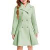 Haloumoning Girls Winter Dress Coat Button Peacoat Notch Lapel Double Breasted Outerwear with Pockets 5-14 Years(Mint Green)