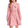 Haloumoning Girls Winter Dress Coat Button Peacoat Notch Lapel Double Breasted Outerwear with Pockets 5-14 Years(Pink)