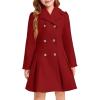 Haloumoning Girls Winter Dress Coat Button Peacoat Notch Lapel Double Breasted Outerwear with Pockets 5-14 Years(Red)