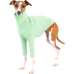 Dog Fleece Sweater Turtleneck Long Sleeve Pullover Sweatshirt Warm Puppy Clothes for Small Medium Dogs(Light Green)