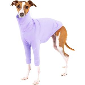 Dog Fleece Sweater Turtleneck Long Sleeve Pullover Sweatshirt Warm Puppy Clothes for Small Medium Dogs(Purple)